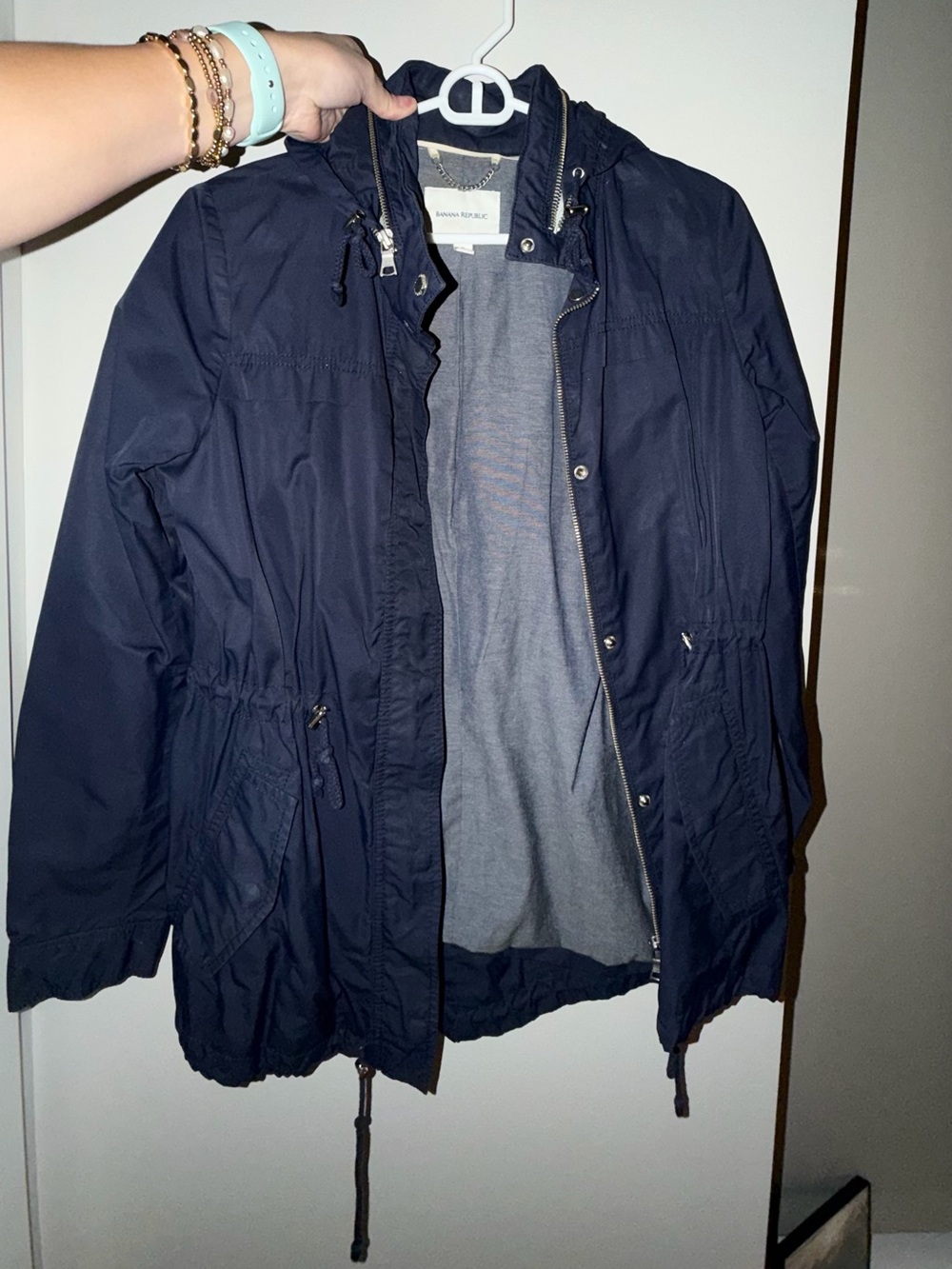 Banana Republic Navy Hooded Anorak Rain Coat